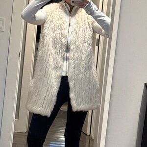 Love Token Rabbit Fur Vest in Ivory